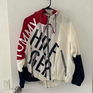 Tommy Hilfiger Nylon Jacket Windbreaker Red, White, and Navy Women Size XS